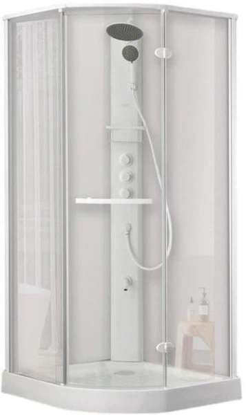 Душовий бокс DUSEL AVENUE Satin 95x95x210 скло прозоре, профіль сатин - фото 0