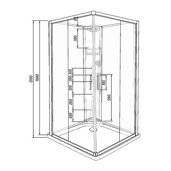 Душовий бокс DUSEL HIKE Satin 100x100x210 скло прозоре, профіль сатин - фото 19