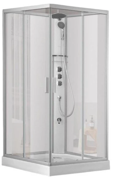 Душовий бокс DUSEL HIKE Satin 90x90x210 скло прозоре, профіль сатин - фото 0