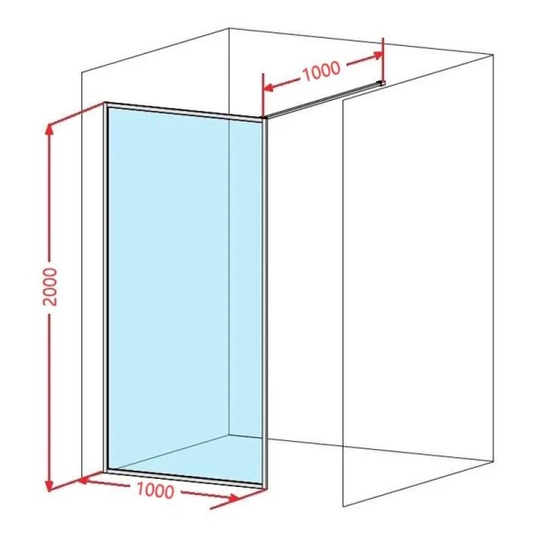 Душова стінка DUSEL (1000*2000*8мм) Walk-In WL172G Gold - фото 1