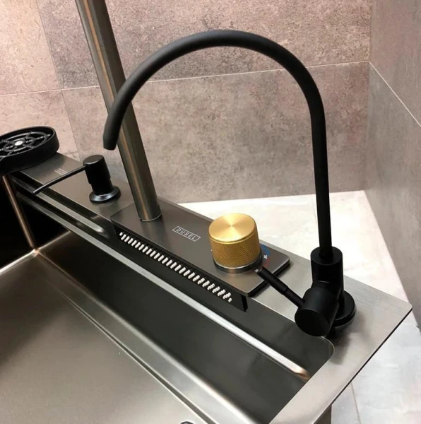 Мийка кухонна з нержавіючої сталі Dusel DS51075-1NB 750*460*220 (Nano Black) - фото 15