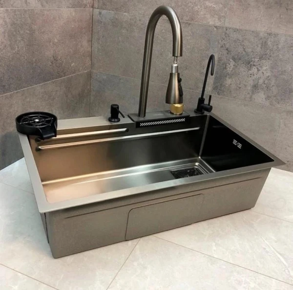 Мийка кухонна з нержавіючої сталі Dusel DS51075-1NB 750*460*220 (Nano Black) - фото 18