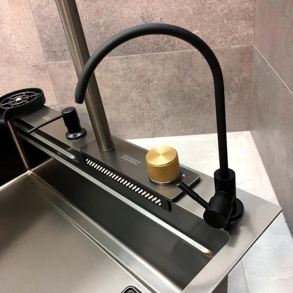 Мийка кухонна з нержавіючої сталі Dusel DS51075-1NB 750*460*220 (Nano Black) - фото 31