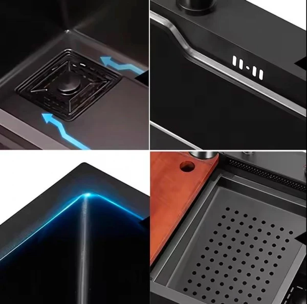 Мийка кухонна з нержавіючої сталі Dusel DS51075-1NB 750*460*220 (Nano Black) - фото 10