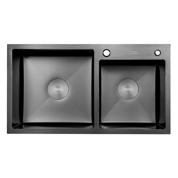 Мийка кухонна з нержавіючої сталі SS304 DS50878-2RNB 780*430*220 Right (Nano Black) - фото 1