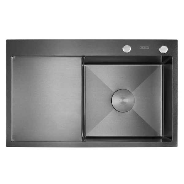 Мийка кухонна з нержавіючої сталі Dusel DS50778-1LNB 780*490*230 Left (Nano Black) - фото 1