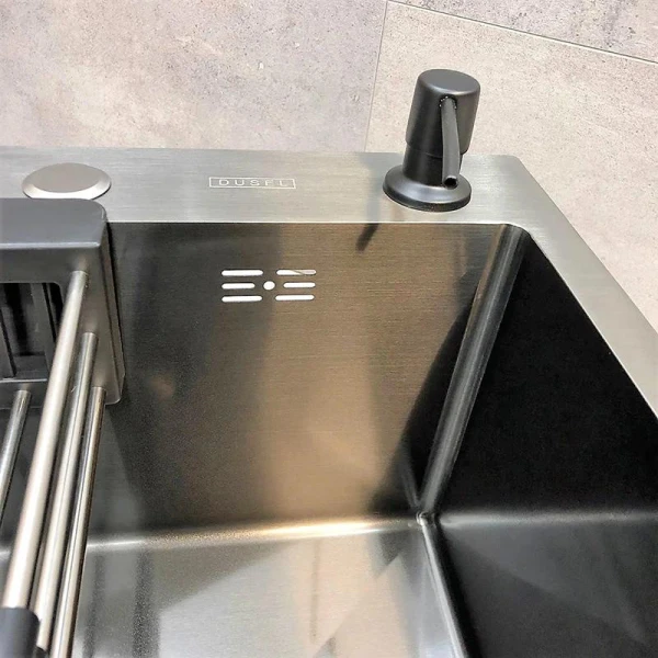 Мийка кухонна з нержавіючої сталі Dusel DS50778-1LNB 780*490*230 Left (Nano Black) - фото 16