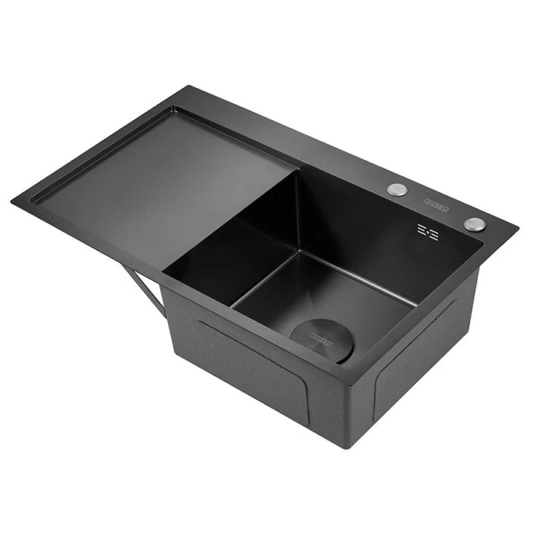 Мийка кухонна з нержавіючої сталі Dusel DS50778-1LNB 780*490*230 Left (Nano Black) - фото 0