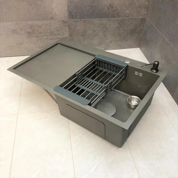 Мийка кухонна з нержавіючої сталі Dusel DS50678-1LNG 780*490*230 Left (Nano Grey) - фото 11