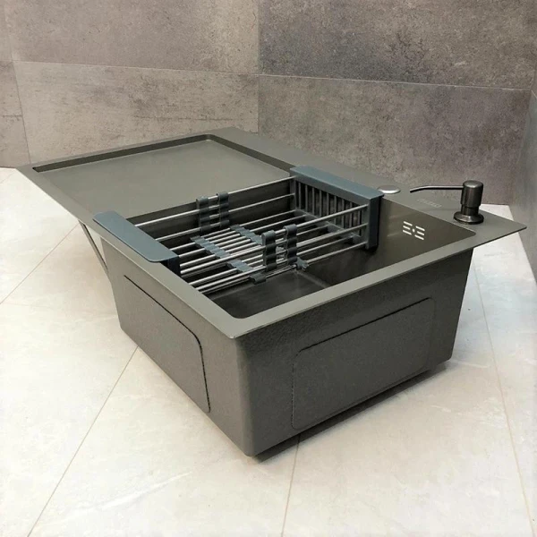 Мийка кухонна з нержавіючої сталі Dusel DS50678-1LNG 780*490*230 Left (Nano Grey) - фото 15