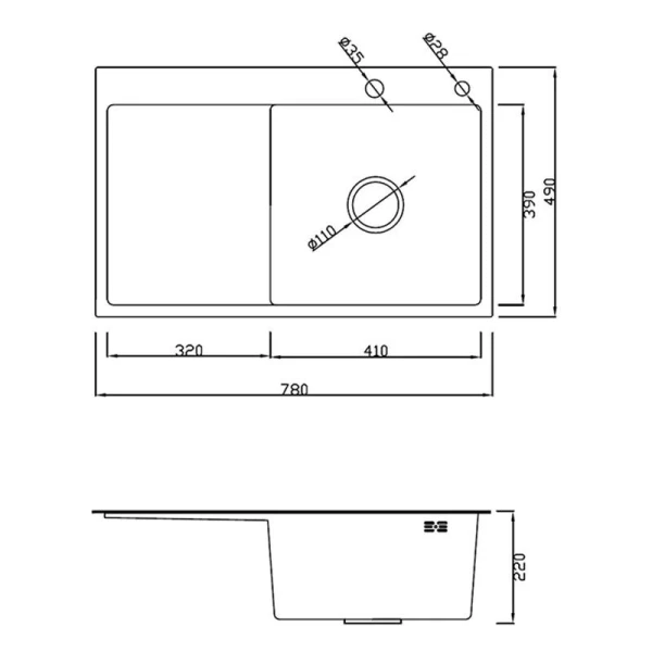 Мийка кухонна з нержавіючої сталі Dusel DS50678-1LNG 780*490*230 Left (Nano Grey) - фото 8