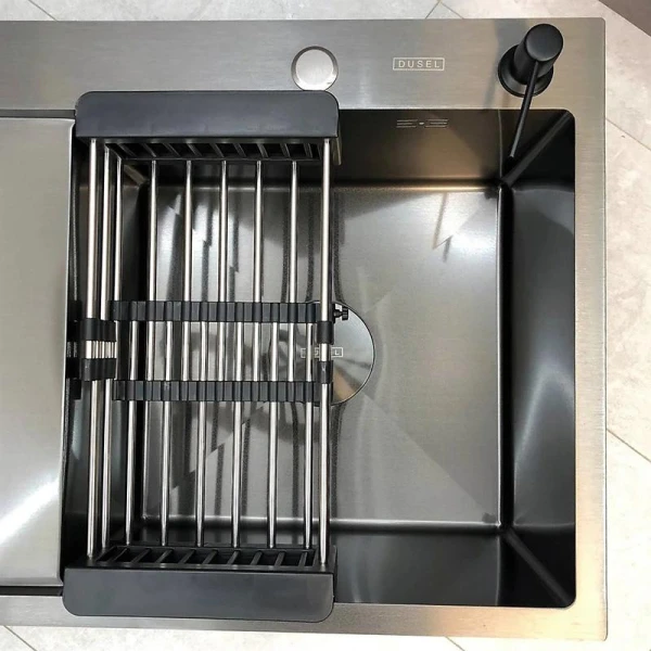 Мийка кухонна з нержавіючої сталі Dusel DS50963-1LNB 630*500*230 Left (Nano Black) - фото 18