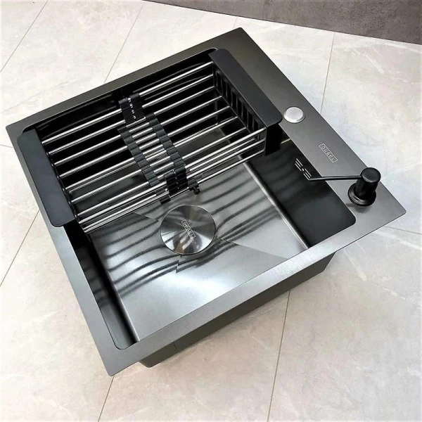 Мийка кухонна з нержавіючої сталі Dusel DS50560-2NB 600*500*220 (Nano Black) - фото 12