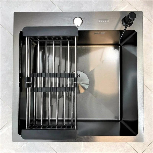 Мийка кухонна з нержавіючої сталі Dusel DS50560-2NB 600*500*220 (Nano Black) - фото 14