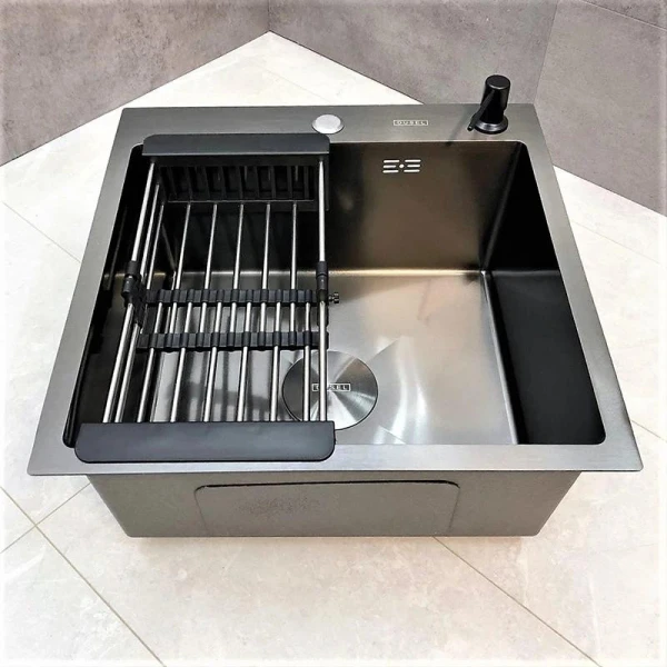 Мийка кухонна з нержавіючої сталі Dusel DS50560-2NB 600*500*220 (Nano Black) - фото 18