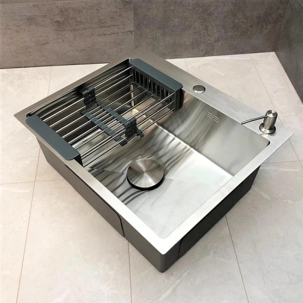 Мийка кухонна з нержавіючої сталі SS304 DS50560-4BR 600*500*220 (Brushed) - фото 21