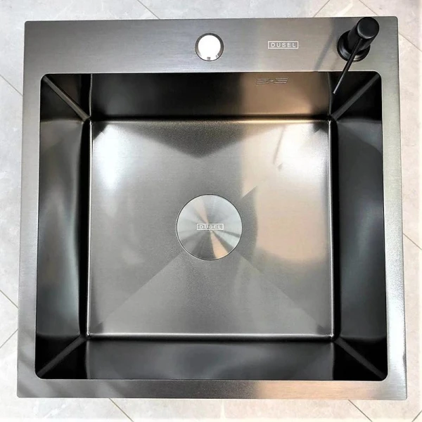 Мийка кухонна з нержавіючої сталі Dusel DS50550-1NB 500*500*220 (Nano Black) - фото 13