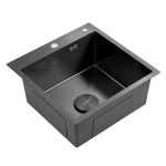 Кухонная мойка из нержавеющей стали Dusel 500×500×220 мм, Nano Black, DS50550-1NB