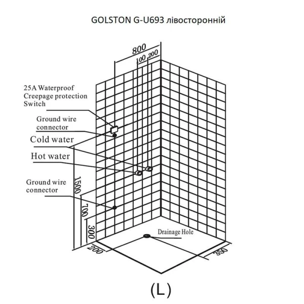 Гідромасажний паровий бокс GOLSTON G-U693 сатин 1450х950х2230 мм лівосторонній GU693141 - фото 15