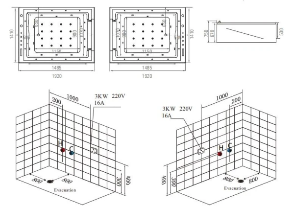 Гідромасажна ванна Golston G-U3601S пристінна, 1900х1400х730 мм - фото 3