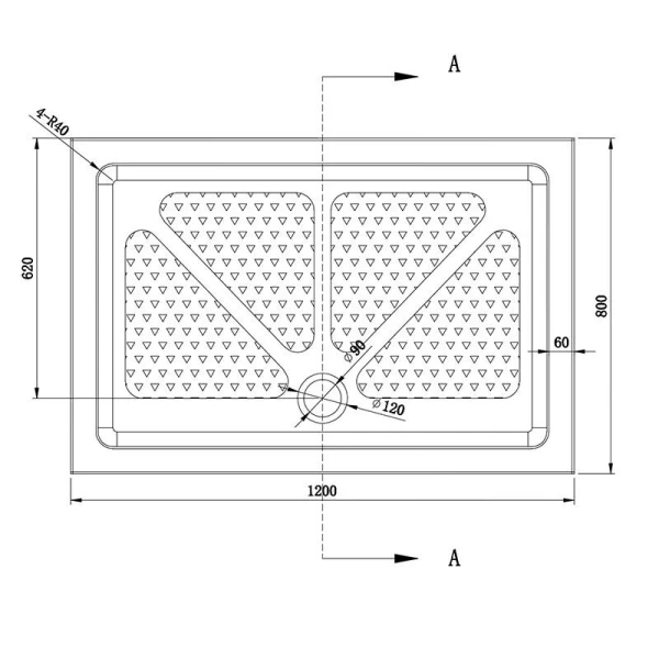 Душовий піддон прямокутний (120х80х15 см) Dusel D104R - фото 3