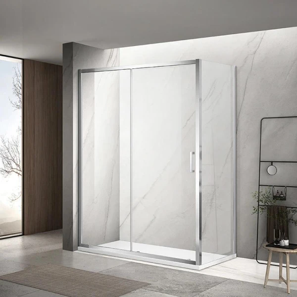 Душова кабіна DUSEL A-517 130х80х195 розсувна, профіль хром, скло прозоре - фото 1