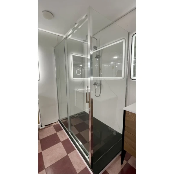 Душова кабіна DUSEL A-517 150х80х195 см, розсувна, хром, скло прозоре - фото 14