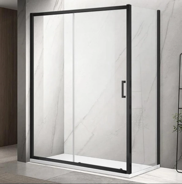 Душова кабіна DUSEL A-517B Black Matt 120х80х195 розсувна, профіль чорний, прозора - фото 0