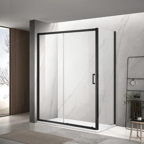 Душова кабіна DUSEL A-517B Black Matt 120х100х195 см, розсувна, прозоре скло - фото 1