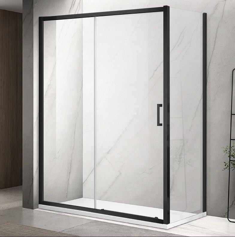 Душова кабіна DUSEL A-517B Black Matt 120х100х195 см, розсувна, прозоре скло
