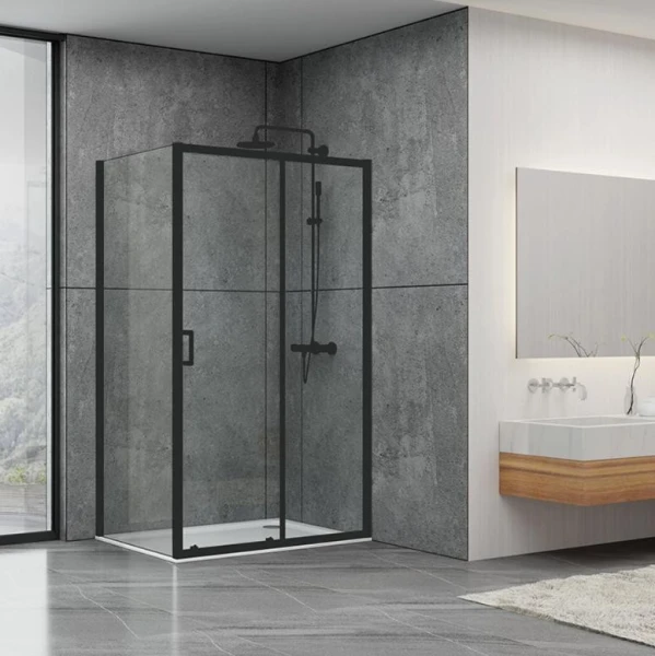 Душова кабіна DUSEL A-517B Black Matt 130х100х195 розсувна, скло прозоре - фото 2