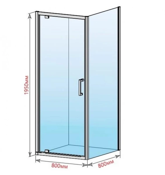 Душова кабіна DUSEL A-518 80х80х195 розпашна, профіль хром, скло прозоре - фото 2