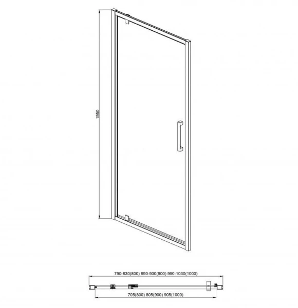 Душова кабіна DUSEL A-518 80х80х195 розпашна, профіль хром, скло прозоре - фото 3