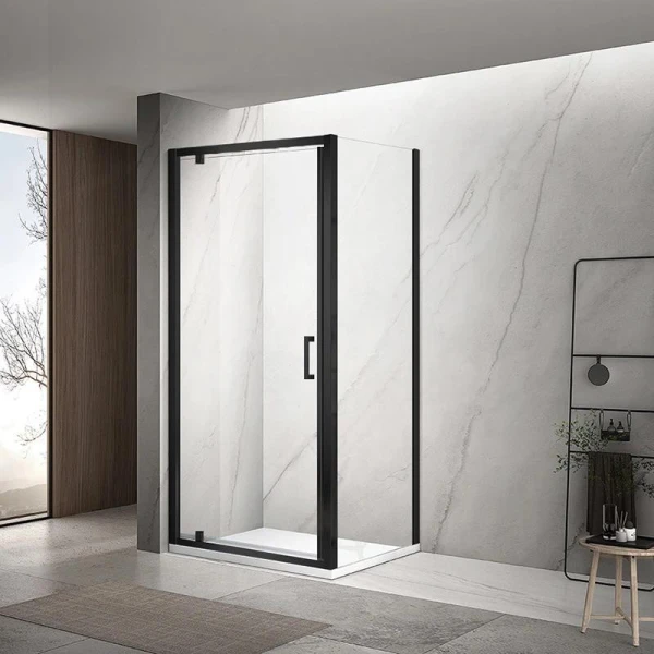 Душова кабіна DUSEL A-518B Black Matt 90*90*195 см розпашна, скло прозоре - фото 1