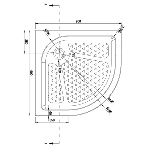 Душовий піддон четверть круга (90х90х15 см) Dusel D202R - фото 4