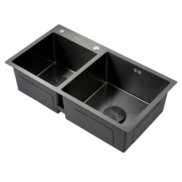 Мийка кухонна з нержавіючої сталі SS304 DS50878-1LNB 780*430*220 Left (Nano Black) - фото 0