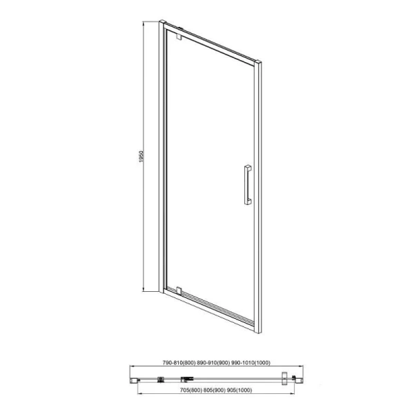 Душові двері в нішу Dusel FA-518B Black Matt розпашна, скло прозоре (80х195 см) - фото 6