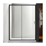 Душевая дверь в нишу Dusel FA517B Black Matt раздвижная, стекло прозрачное (140х195 см), 451720