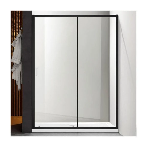 Душові двері в нішу Dusel FA517B Black Matt розсувна, скло прозоре (120х195 см) - фото 1