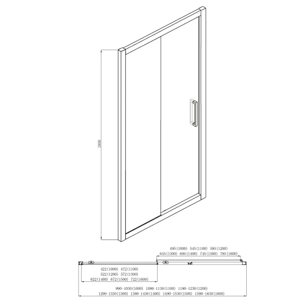 Душові двері в нішу Dusel FA-517 розсувні, скло прозоре (150х195 см) - фото 4