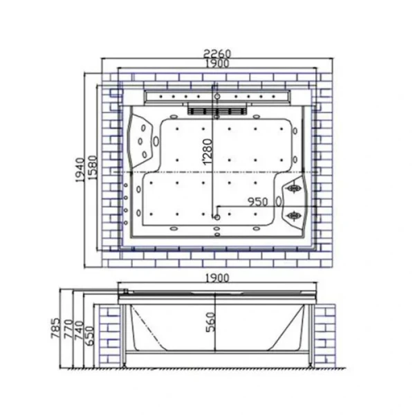 Гідромасажна ванна Golston G-U2606 пристінна, 1910x1590x770 мм - фото 15