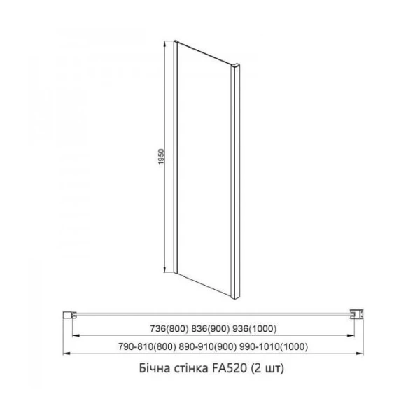 Душова кабіна DUSEL A-517 (100*80 см) розсувна, профіль хром, скло прозоре - фото 8
