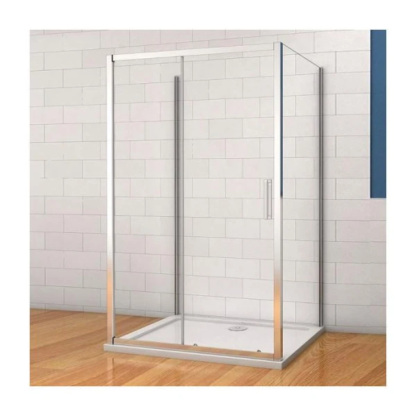 Душова кабіна DUSEL A-517 (100*80 см) розсувна, профіль хром, скло прозоре - фото 0