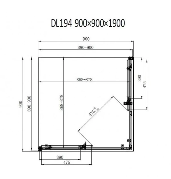 Душова кабіна Dusel DL194 Chrome 90x90 - фото 1